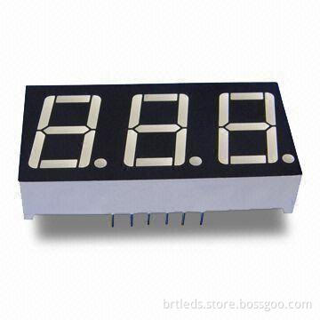 0.28-inch Triple Digital LED Display with White Segments and Black Surface White Emitting Color